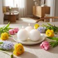 Set van 6 witte bolkaarsen van 80 mm - decoratieve waskaarsen voor feesten en een gezellige sfeer | Floristik24.nl