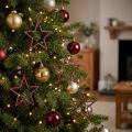 Kerstdecoratie glittersterren om op te hangen in bessenglitter, set van 40, 7,5cm - Feestelijke ornamenten voor kerstboom en raam | Floristik24.nl