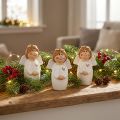 Schattige engel van keramiek met gouden accenten wit 7 cm - cadeau-idee en liefdevolle decoratie - 6 stuks | Floristik24.nl
