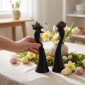 Paasdecoratie kipdecoratie haan zwart goud H19cm 2 stuks | Floristik24.nl