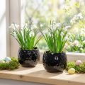 Keramische eivormige bloempot, zwart, Ø10cm, H8cm, 2 stuks | Floristik24.nl