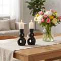 Kaarshouder Keramiek Kandelaar Zwart Modern H16cm 2st | Floristik24.nl