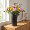 Vloervaas zwarte vaas kunststof antraciet Ø17,5cm H28cm | Floristik24.nl