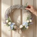 Decoratieve krans, witgekalkt, deurkrans, shabby chic, Ø42cm, natuurlijke takken, landelijke stijl | Floristik24.nl