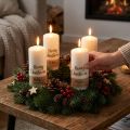 Kerstpilaarkaarsen, set van 4, wit en goud, 60x130 mm - Feestelijke decoratie, pure natuurlijke was | Floristik24.nl