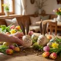 Decoratief konijn van hout en metaal met een humoristisch ontwerp, een vriendelijke blikvanger, 19 cm, 2 stuks | Floristik24.nl