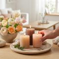 Set van 12 pilaarkaarsen in bruin, 70x80mm, door en door geverfd - Perfect voor decoratie, wellness en feesten | Floristik24.nl