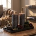 Elegante antraciete pilaarkaarsen 85x200mm - Rustiek design, lange brandduur, set van 2 voor stijlvolle decoratie | Floristik24.nl
