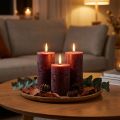Set van 4 Bourgondische pilaarkaarsen, effen kleur, 70x120mm - Decoratieve kaarsen voor huiselijke sfeer en wellness | Floristik24.nl