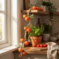 Kunstmatige tomatenslinger, decoratieve klimplant, levensechte woonkamerdecoratie, 135 cm | Floristik24.nl