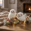 Winterdecoratie, decoratieve uilenbeeldjes om neer te zetten, wit, 15 cm, 2 stuks | Floristik24.nl