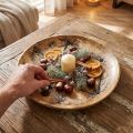 Decoratief bord hout natuur, goud craquelé effect mangohout Ø30 | Floristik24.nl