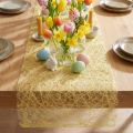 Deco fleece Sizoweb tafelloper geel 30cm 5m | Floristik24.nl