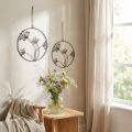 Decoratieve metalen ring, zwart, hangende decoratie, bloemen, Ø23cm, set van 2, zomerse wanddecoratie | Floristik24.nl