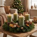 Olijfgroene pilaarkaarsen in effen kleur, 85x120mm, 2 stuks, voor adventskransen en tafeldecoraties | Floristik24.nl