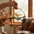 Metalen vogel raamdecoratie, Ø22,5cm, herfst hangende decoratie, elegante wanddecoratie | Floristik24.nl