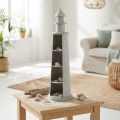 Vuurtoren Shabby Chic Crème Zomerdecoratie Maritiem Ø14,5cm H51cm | Floristik24.nl