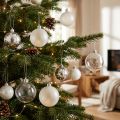 Kerstballen kunststof helder melkachtig Ø70mm 18st | Floristik24.nl