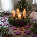 Strooidecoratie sterren geflockt fluweel sterren paars bes 4/5cm 40 st | Floristik24.nl