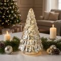 Mini kerstboom met ledverlichting, zilver en goud, 28 cm | Floristik24.nl