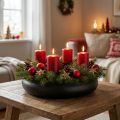 Schaal met kaarshouder magneet zwart Ø33cm H7,5cm | Floristik24.nl