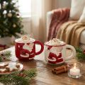 Kerstbeker keramiek Kerstpaar rood wit H8,5cm 2st | Floristik24.nl