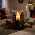 Kaarshouder stad silhouet, lantaarn Kerst Ø8cm H12cm | Floristik24.nl