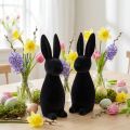 Decoratieve zwarte paashaas, fluweelachtig, 29,5 cm hoog, 2 stuks | Floristik24.nl