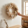 Gedroogde bloemenkrans, pampasgras, lagurus, boho hangende decoratie, natuurlijke decoratie, wandkrans, Ø31cm | Floristik24.nl