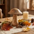 Houten paddestoel met groeven houten decoratie paddestoel mangohout naturel 11,5×Ø10cm | Floristik24.nl