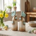 Keramische haan keukendecoratie, lichtblauw/bruin, hoogte 23 cm, 2 stuks | Floristik24.nl