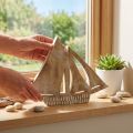 Houten zeilboot, maritieme decoratie, houten boot natuurlijke kleur, wit H23cm | Floristik24.nl
