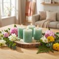 Effen pilaarkaarsen, groene jade, 70×80mm, set van 4, voor decoratie en ontspanning | Floristik24.nl