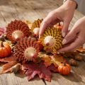 Egel decoratie houten figuur herfst oranje geel 8×7×6cm 4 stuks | Floristik24.nl