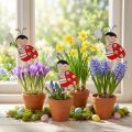 Lieveheersbeestje decoratieve bloempluggen hout metaal 8,5cm 12 st | Floristik24.nl