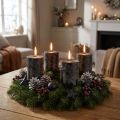 Zwarte pilaarkaarsen, door en door geverfd, rustiek, 60x80mm, set van 4, Adventskrans, decoratie | Floristik24.nl