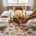 Strooidecoratie goud gingko decoratie gingko blad glitter 3×4cm 72 st | Floristik24.nl