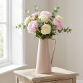 Decoratieve metalen vaas, sierkan, roze, conisch, vintage bloemenvaas, 38cm | Floristik24.nl