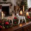 Deco hert gevlokt/gesneeuwd 27,5cm 2 st | Floristik24.nl