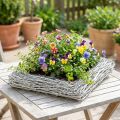 Rustiek plantenkussen "Takken" Wit Gewassen Decoratie 40x40cm | Floristik24.nl