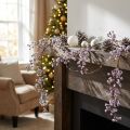 Decoratieve hanger bessentak wit paars wintervorst 130cm | Floristik24.nl