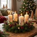 Adventskrans kaarsenset 1-4 crème kerstmotief RAL-kwaliteit Gemaakt in Duitsland 130/70mm 4 stuks | Floristik24.nl