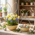 Paasmandje met konijnenoortjes, tafeldecoratie voor Pasen en de lente, 34 cm, 1 set | Floristik24.nl