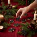 Kerststrooidecoratie elandenhout zwarte glitter 5×5,5cm 12 st | Floristik24.nl