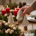 Mini kerstboom tafeldecoratie champagne wit H8cm 12 stuks | Floristik24.nl