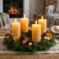 Rustieke pilaarkaarsen, door en door geel geverfd, voor adventskransen en lantaarns, set van 4, 70/140 mm | Floristik24.nl