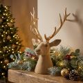 Decoratieve sculptuur van een hertenkop met groot gewei, 52 cm. | Floristik24.nl