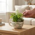Keramische plantenpot met bloemenpatroon, kamerdecoratie, 18 cm | Floristik24.nl