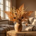 Decoratie met oranje geconserveerde varens, 45 cm, 10 stuks, voor huisdecoratie (doe-het-zelf) | Floristik24.nl