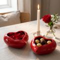 Keramieken decoratieve harten rood kom glanzend 13×15×6,5cm 2 st | Floristik24.nl